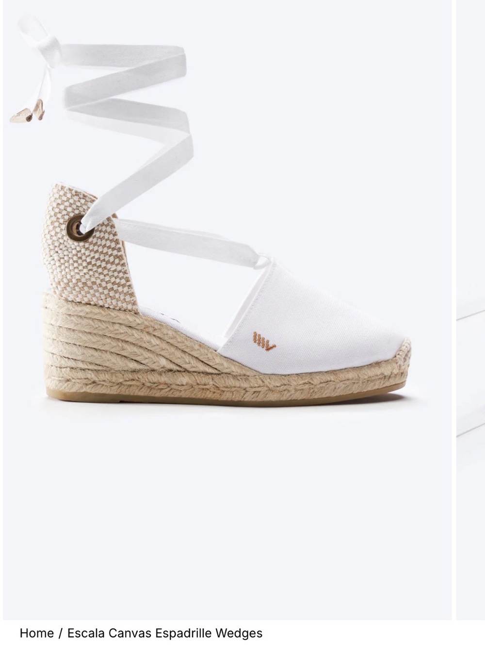 Viscata, White Canvas Espadrille Wedge with Ankle Tie